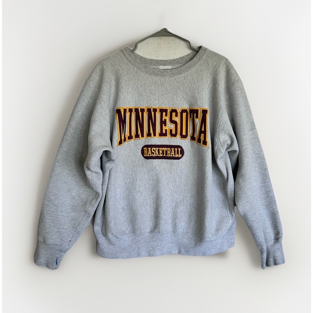 VTG Minnesota Golden Gophers Basketball Gray 80s 90s Sweatshirt COTTON Mens L